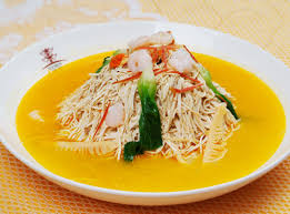 Shredded tofu in chicken broth